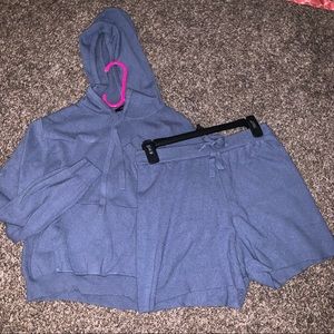 NWOT Love Tree Blue hoodie and lounge shorts set